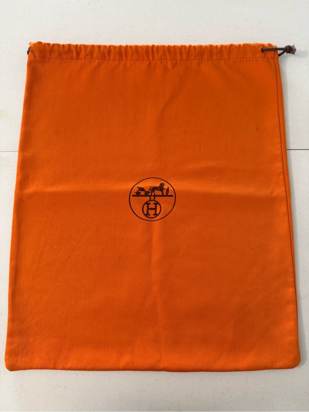 Hermès Orange Dust Bag Drawstring Pouch 16” x 19”
